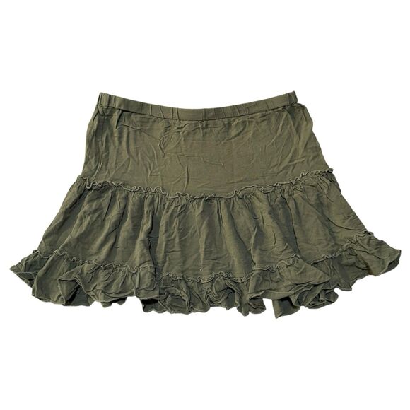 Princess Polly Dresses & Skirts - Princess Polly Green Ruffle Tiered Mini Skirt Cotton Elastic Waist Womens 12